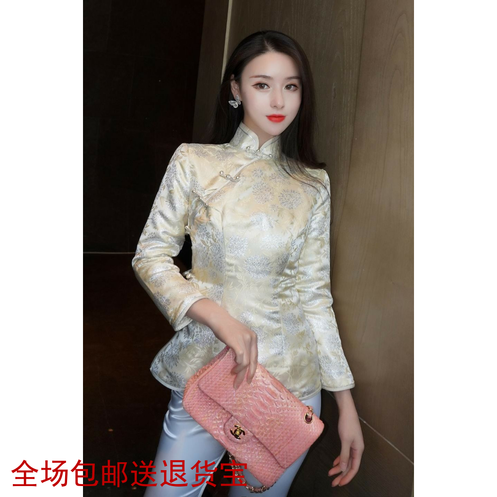 刘钰懿时尚唐装旗袍宴会棉袄