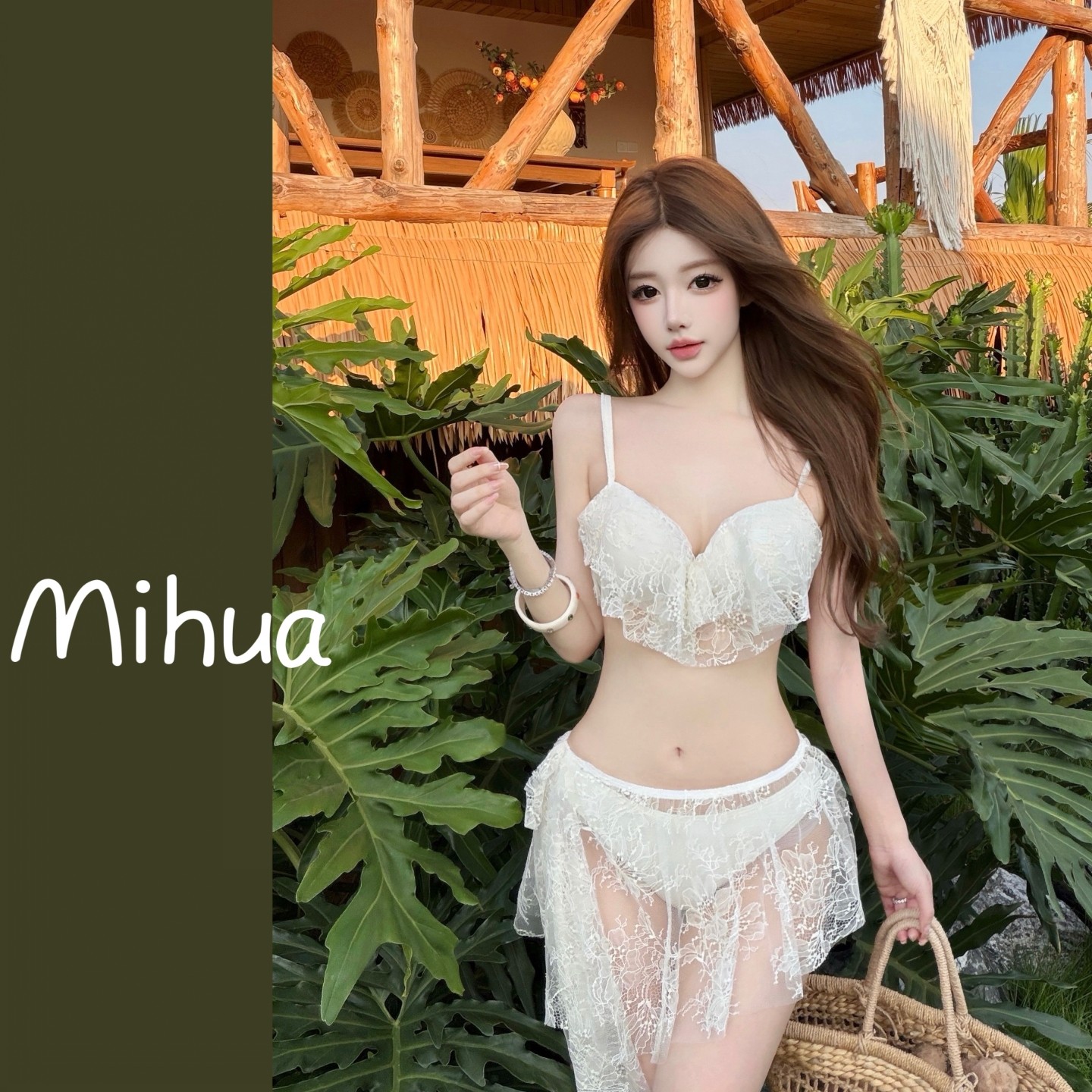 米花儿泳衣女2026新款比基尼三件套钢托聚拢性感分体裙式显瘦度假