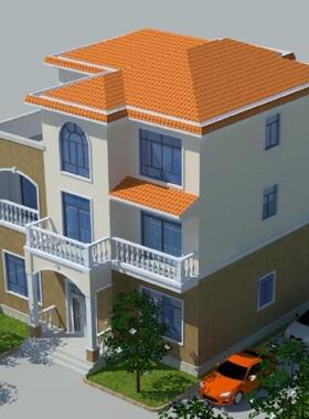 12x14 两层半好看省钱经济美观农村别墅现代别墅设计施工图效果图