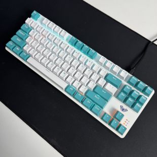 狼蛛F3587二手机械键盘双拼色冰蓝光87键全键无冲 保修一年 包邮