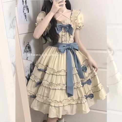 绝美泡泡袖礼服高级感拼接洛丽塔