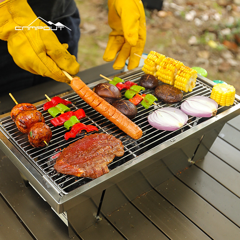 campout露营不锈钢烧烤架户外便携烧烤炉家用木炭bbq