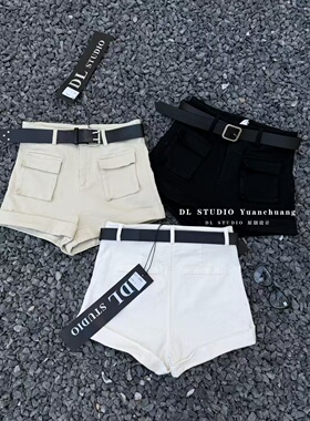 韩系辣妹多口袋牛仔短裤女2026新款春季又a又飒高腰配腰带A10021
