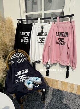 美式字母单肩长袖t恤女2026新款春季设计感宽松印花女上衣A10051