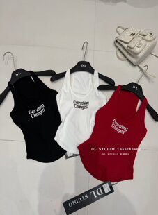 十三行2026夏季新款韩版设计感字母印花吊带背心女上衣潮A10505