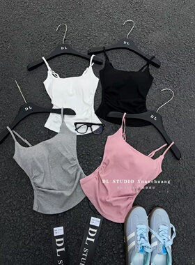 吊带衫内搭打底夏背心韩社外穿百搭显瘦女上衣细肩带带胸垫A10067