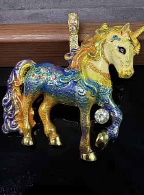 国潮骏马轻奢手工珐琅磁吸吊坠
