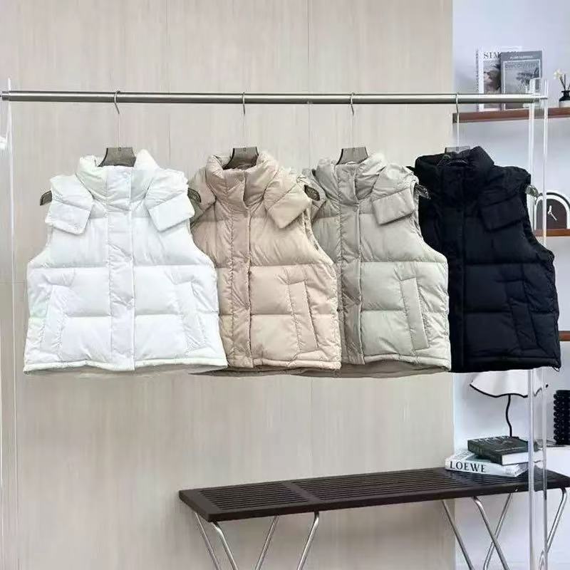 有标，lulu露露同款四格羽绒马甲连帽女