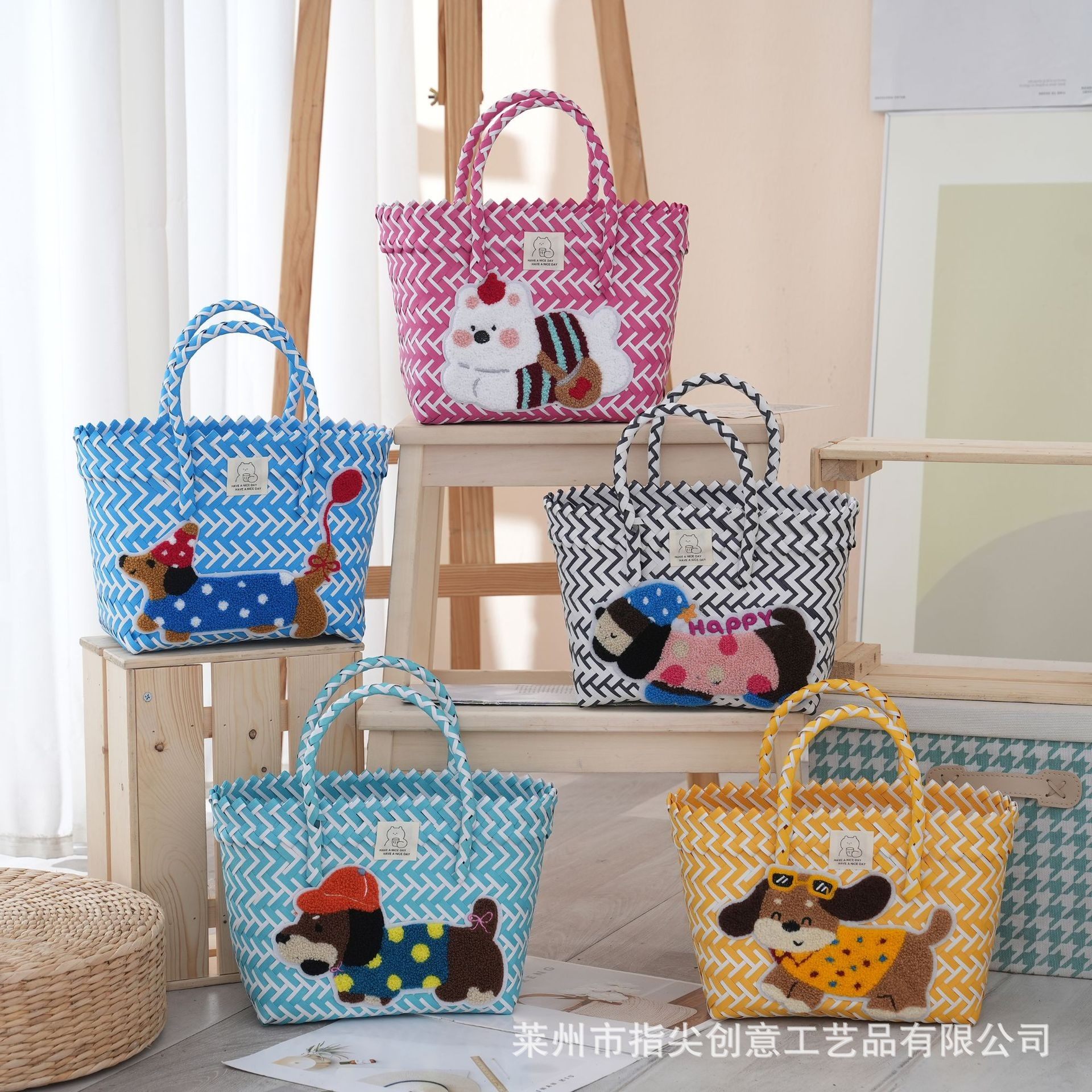 腊肠小狗手工编织大容量菜篮子包伴手礼品包女生班通勤手提编织包,收纳整理,其他收纳篮,淘宝优惠券,粉丝福利购,淘宝优惠卷