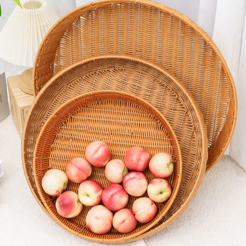 仿藤手工编织收纳筐圆形簸箕晾晒大筐家用洗菜篮水果篮子整理托盘,收纳整理,收纳筐,淘宝优惠券,粉丝福利购,淘宝优惠卷
