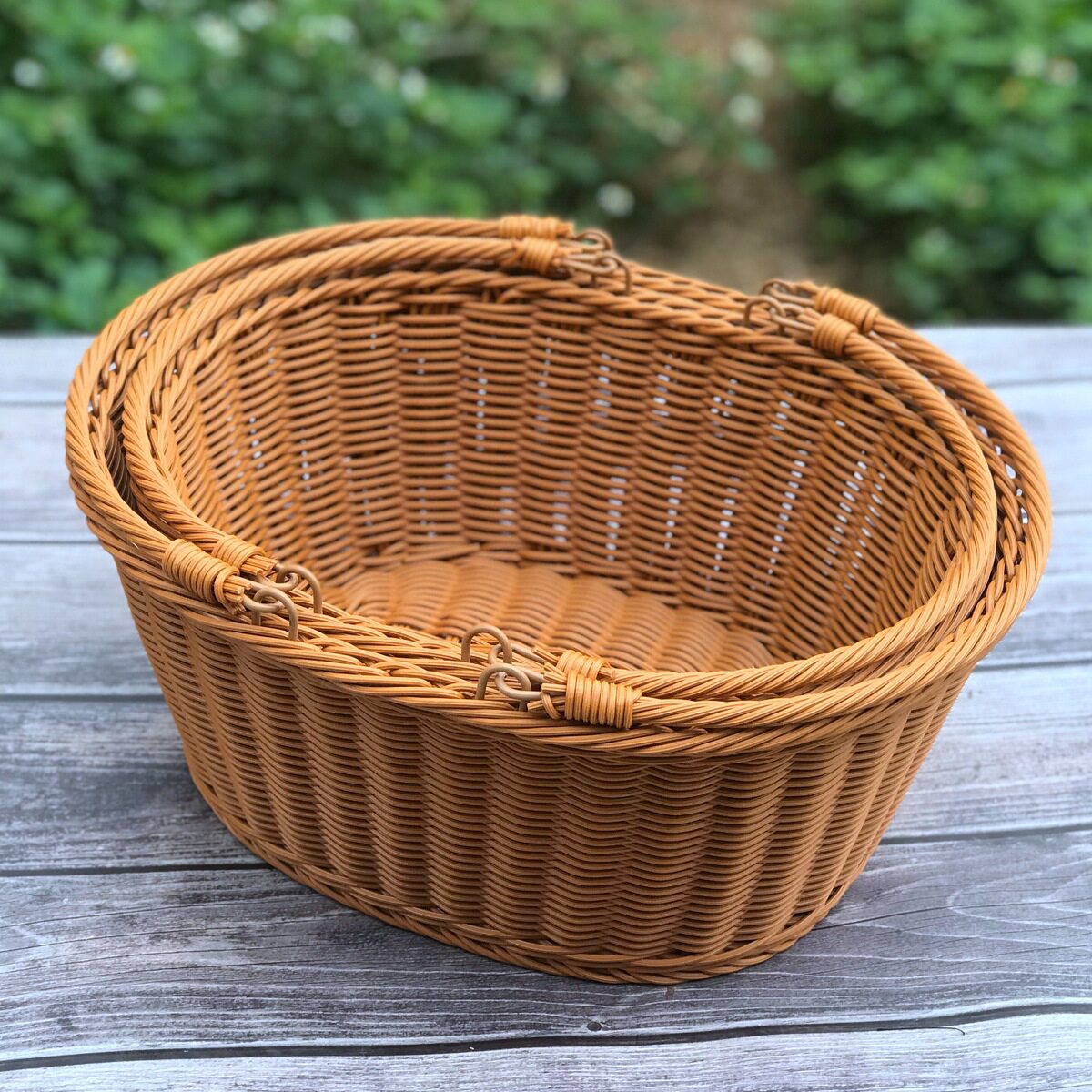 仿藤手提购物篮水果玩具零食筐置