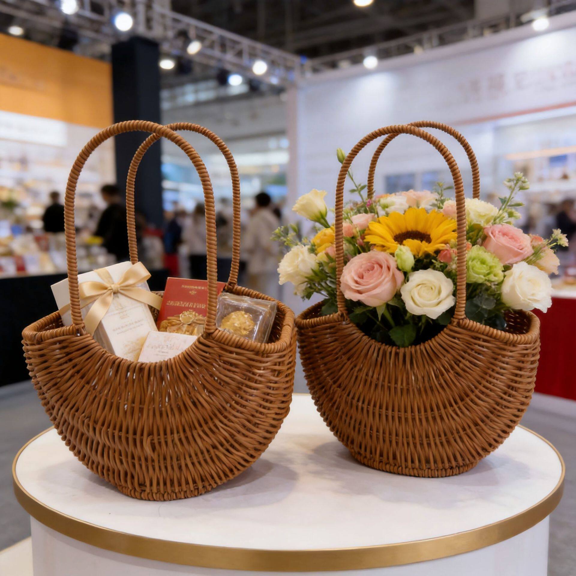 手提花篮田园风系列仿藤条编织鲜