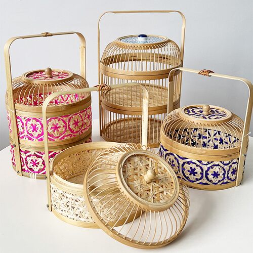 手工竹筐竹篮酒店家用茶叶圆形