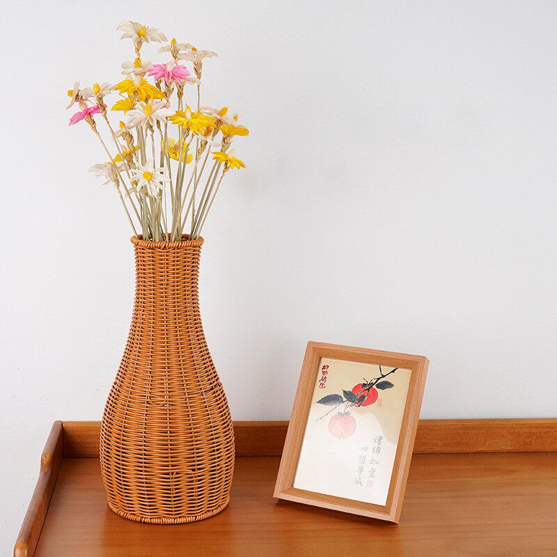PP藤手工编织花瓶田园风家居装饰