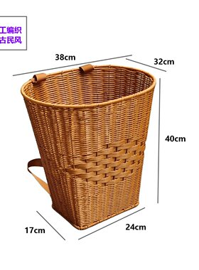 手工仿藤编织背篓户外采摘买菜双