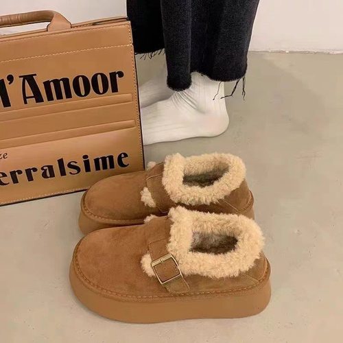 小个子厚底加绒毛毛雪地靴冬季