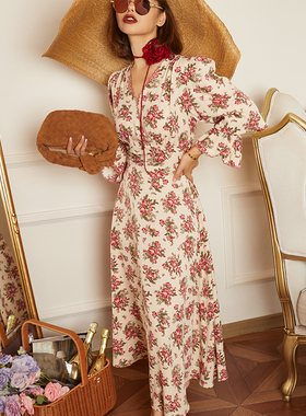 早春度假法式浪漫重工刺绣茶歇裙立裁高腰显瘦连衣裙 71978