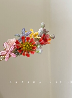 LaHabanagirl待到山花烂漫时春花灿烂立体感彩色花朵小清新发夹