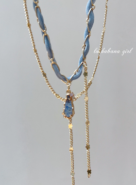 LaHabanagirl进口丝带双层锁骨链