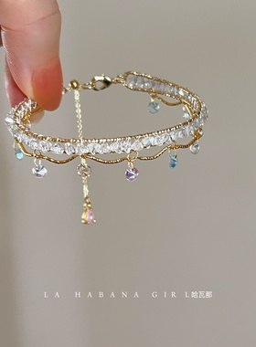 LaHabanagirl月华星光小流星原创设计金色手工缠绕甜美风时尚手镯