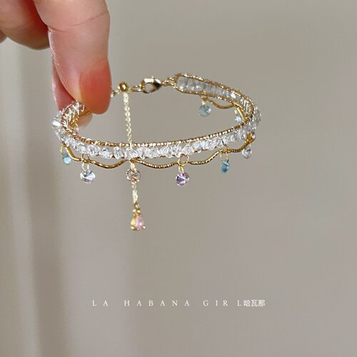 LaHabanagirl月华星光小流星原创设计金色手工缠绕甜美风时尚手镯