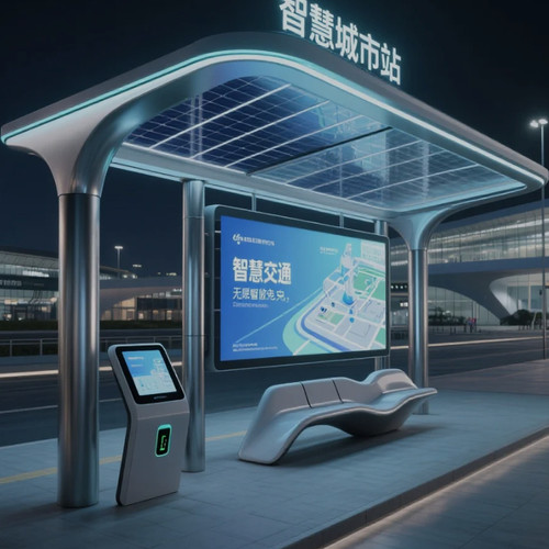 太阳能科幻科技智慧候车亭