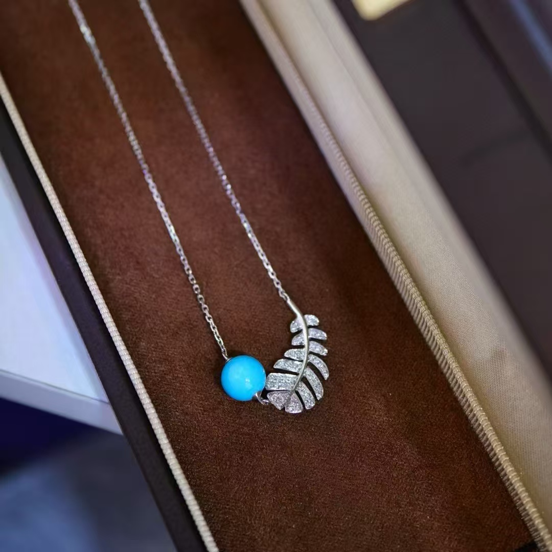 18K金钻石镶嵌 简约百搭原矿美松圆珠项链 直径7mm 优雅时尚