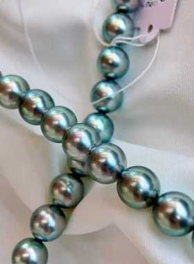 香港珠宝展直播 天然海水8.4-10.8mm 真科研Oceanblue大溪地项链