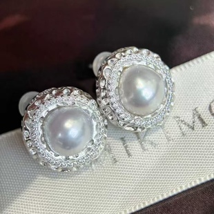 天然海水9*10mm澳白巴洛克耳钉 酷飒女孩儿的高级感 不被定义的美