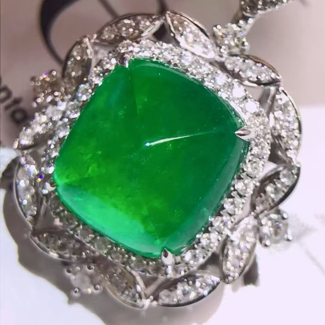 18K金钻石镶嵌 8.7ct糖塔祖母绿吊坠 荧光感强 VVG晶莹剔透,珠宝/钻石/翡翠,颈饰,淘宝优惠券,粉丝福利购,淘宝优惠卷