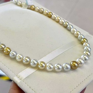 天然海水8-11mm白蝶皇后金珠与澳白混彩项链 松弛感 自带诗意风流