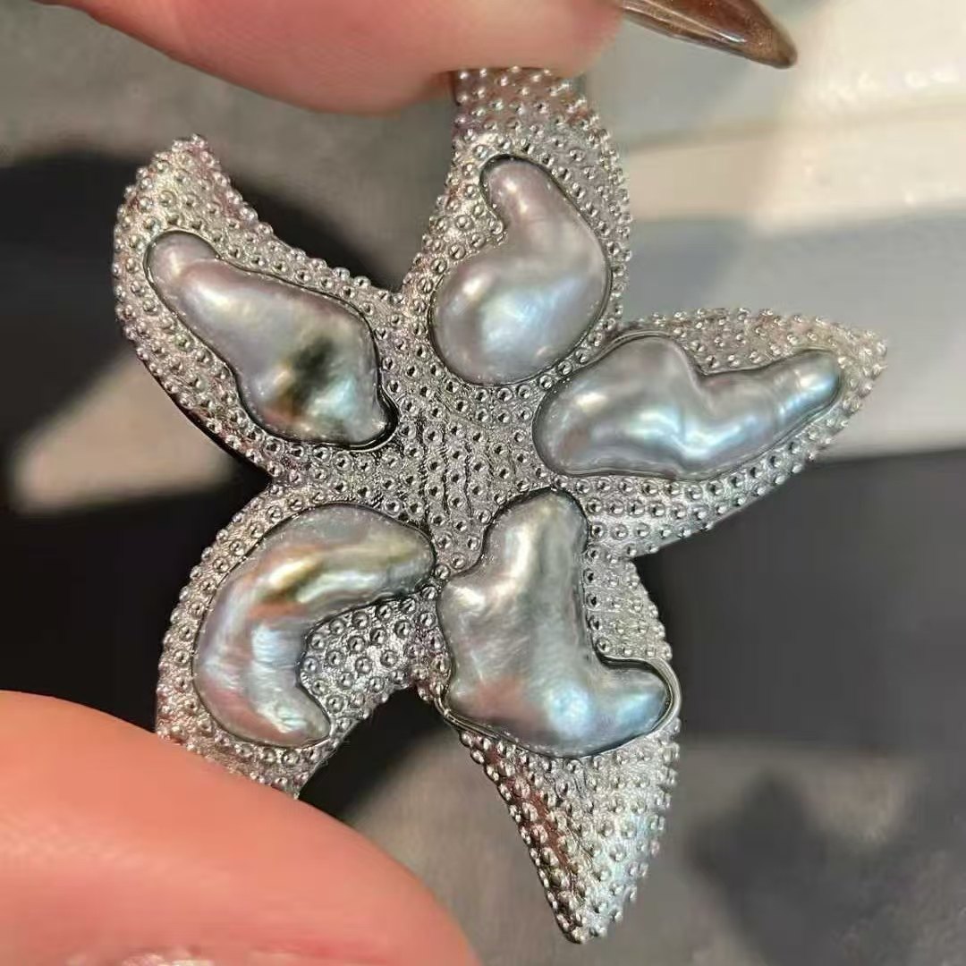 天然海水5-8mm大溪地keshi珍珠海星吊坠 高级优雅 精工银镶嵌,珠宝/钻石/翡翠,颈饰,淘宝优惠券,粉丝福利购,淘宝优惠卷