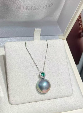 天然海水13.9mm流光溢彩极光星空蓝马贝祖母绿套链 梦幻又浪漫