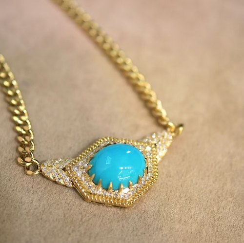 18K钻石镶嵌 天然原矿美松项链 主石2.7克拉 时髦古巴链 优雅贵气