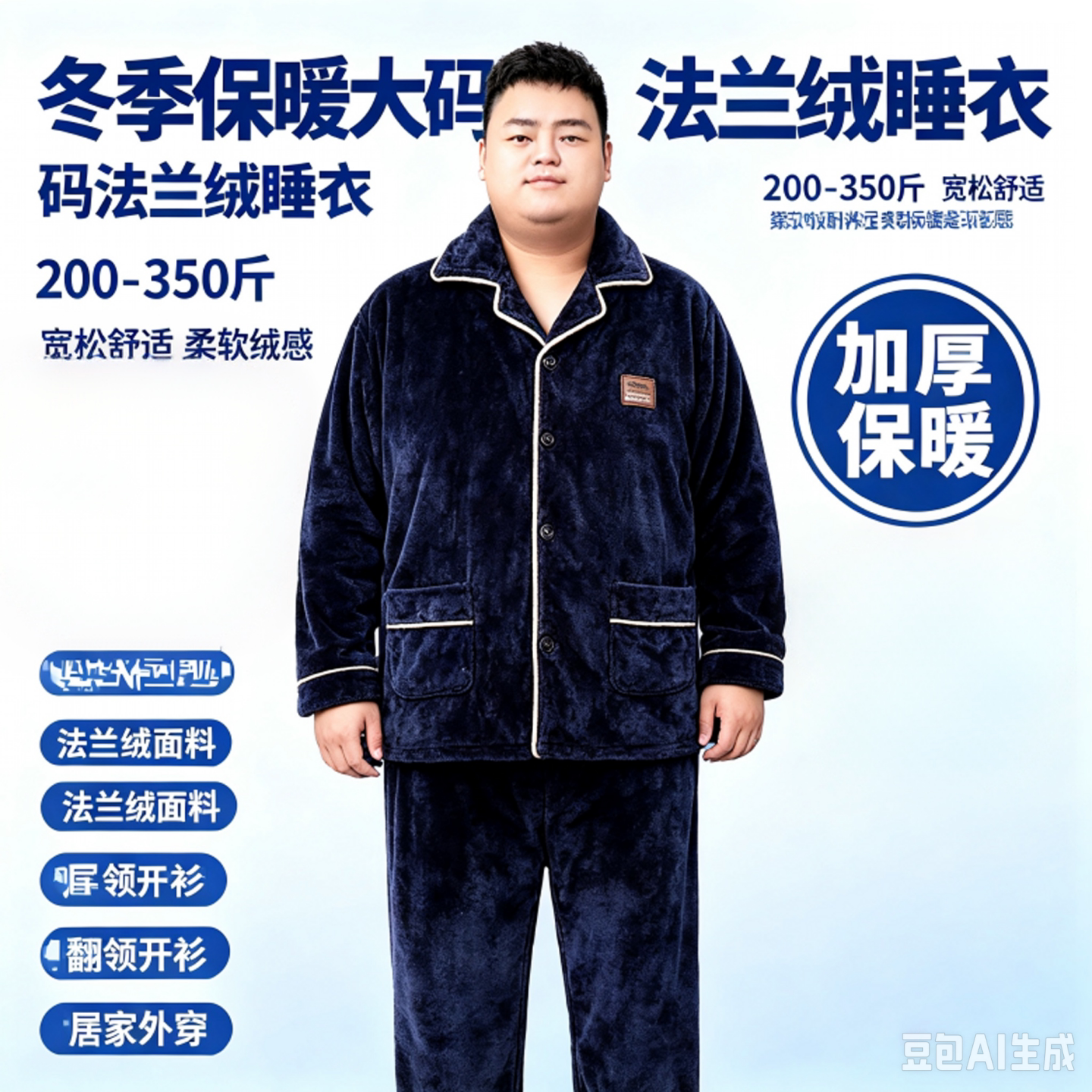 秋冬男士大码法兰绒睡衣套装