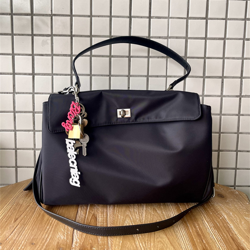 尼龙托特包拼皮凯莉包