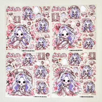 8月13日更新zoraa12cmX12cm大卡5D浮雕立体贴纸杯贴手机贴背卡