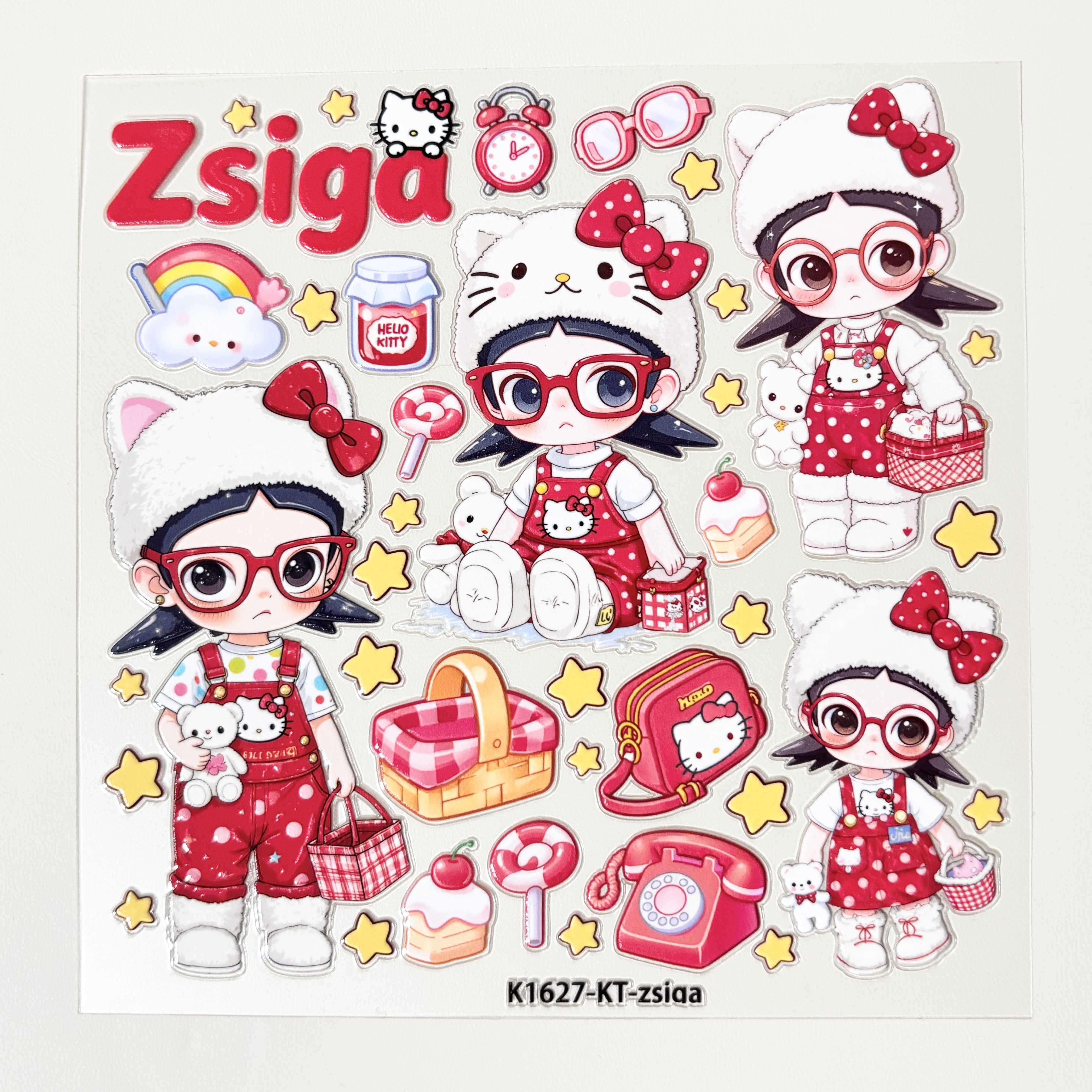 Du家定制DIY手工KT嘎子大卡5D浮雕果冻立体贴纸装饰背卡