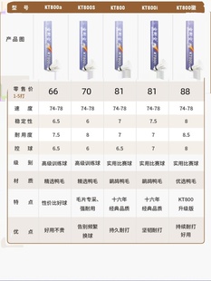 kt800耐打稳定室内外专业比赛训练鸭毛球 空对空羽毛球耐打12只装