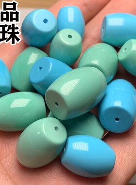 绿松石桶珠干净清爽精选文玩顶珠