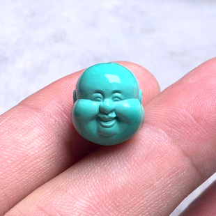 高瓷原矿绿松石弥勒佛头笑佛如来佛吊坠背云侧挂弟子配珠DIY配饰
