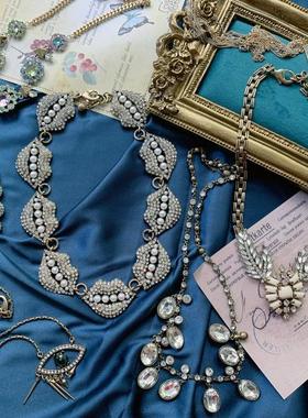 欧美海外宴会玻璃水钻古董首饰