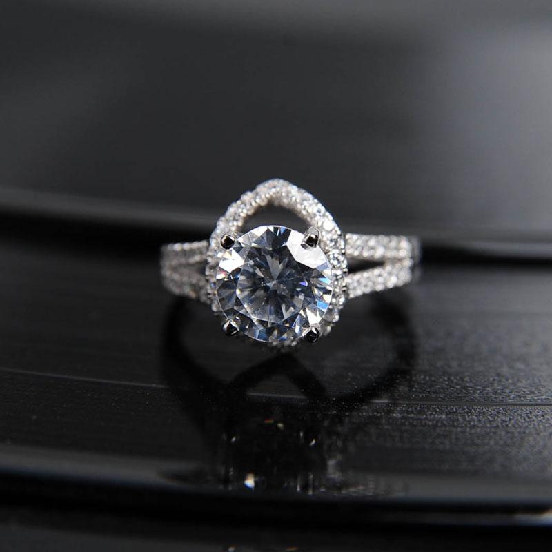 Desigual水滴钻戒假仿真砖石 3克拉戒指结婚梨形人造钻石纯银锆石