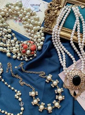 珍珠宝石项链宴会古董首饰