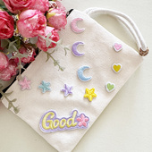 小号爱心刺绣布贴手机壳鞋 子diy手账装 饰贴花妈咪包自粘贴布星星