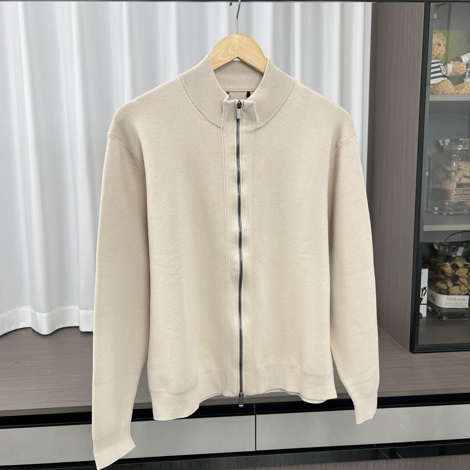 棉线针织立领开衫拉链衫外套