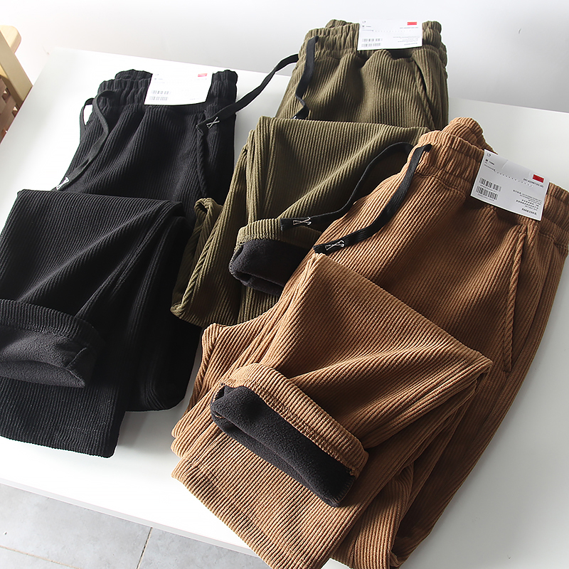 加绒加厚防风保暖灯芯绒休闲裤