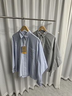 衬衫 文艺竖条纹 外贸通勤百搭全棉牛津纺长袖 秋冬男士 成衣水洗