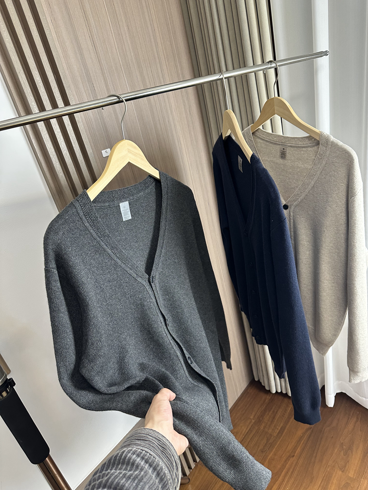 外贸大V领百搭针织开衫外套