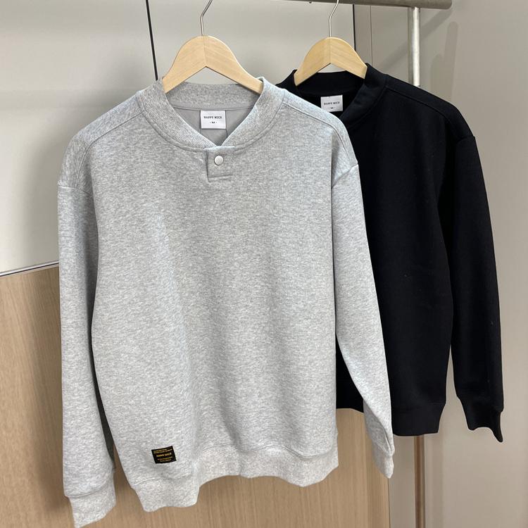 重磅高克重!加绒保暖!外贸男装秋冬宽松百搭休闲棒球领套头卫衣